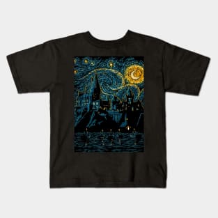 Starry Night Witch House Kids T-Shirt